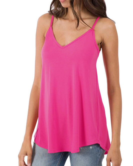 Reversible Long Cami Top - Hot Pink