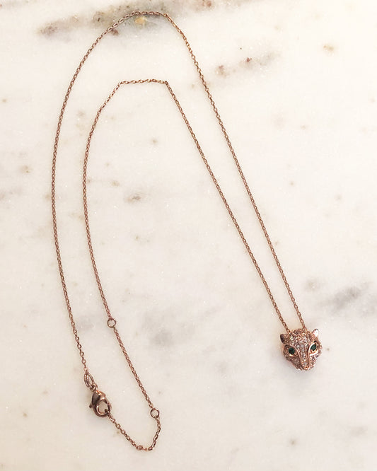 Palm to Pine Rose Gold Pave Rhinestone Jaguar Pendant