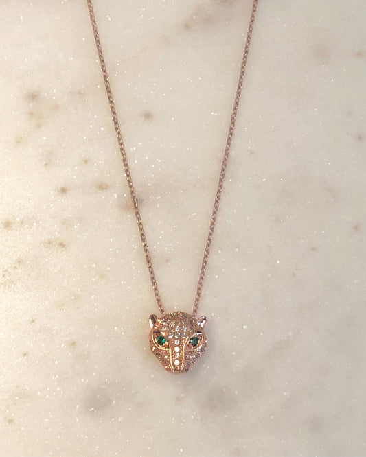Palm to Pine Rose Gold Pave Rhinestone Jaguar Pendant