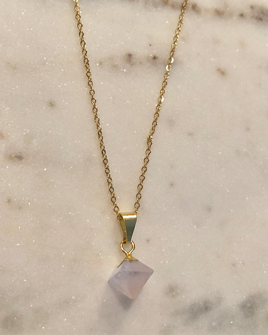 Palm to Pine Gold Rose Quartz Pendant