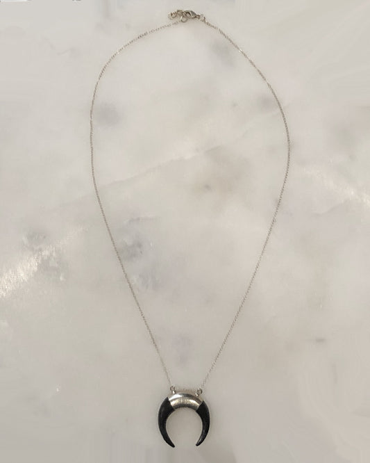 Palm to Pine Silver/Black Double Horn Pendant