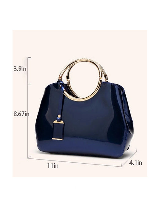 Navy Patent Leather Handbag