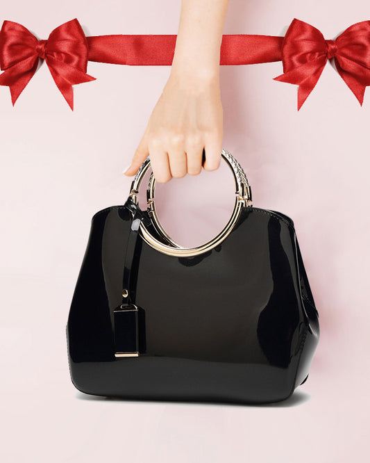 Black Patent Leather Handbag