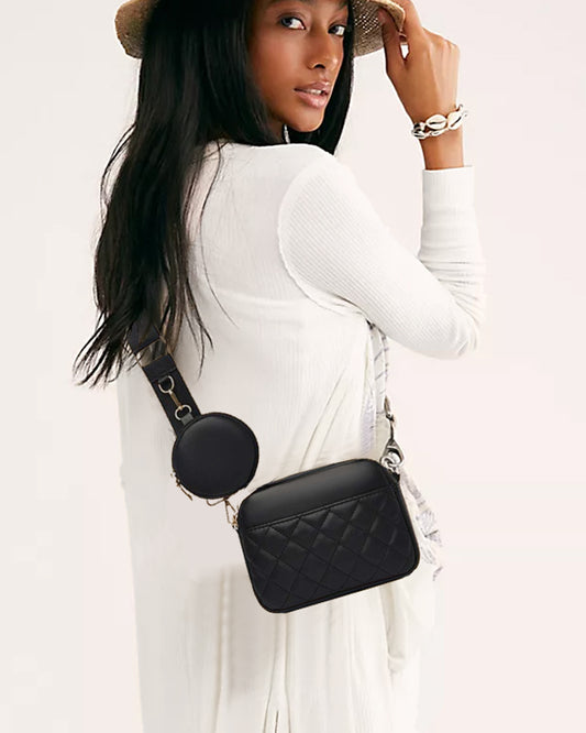 Black Qilted Crossbody Bag
