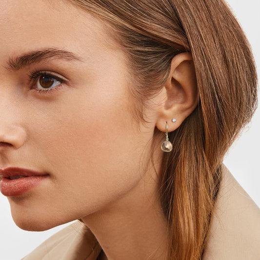 Gold Plated Self Hook Champagne Crystal Earring