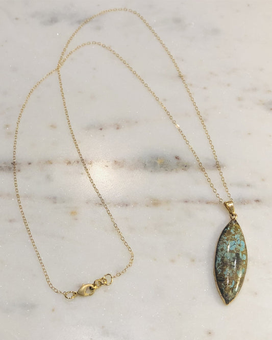 Palm to Pine Gold Jade Marquise Pendant