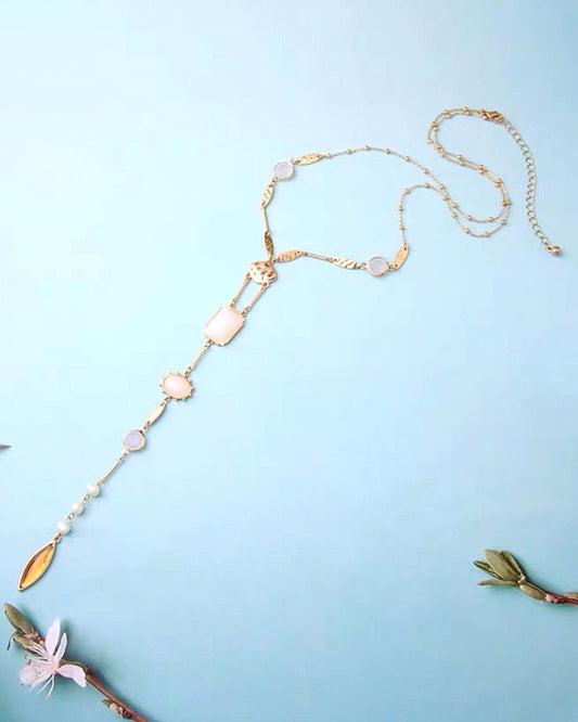 Moonstone Lariat Necklace