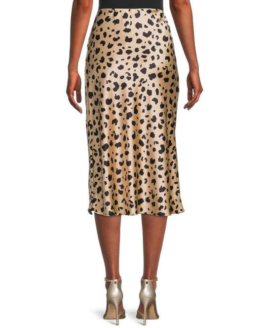 Leopard Satin Midi Skirt