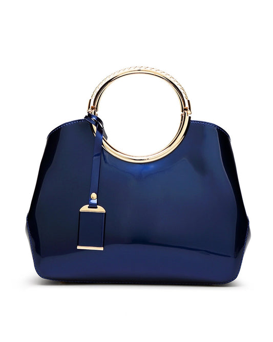 Navy Patent Leather Handbag