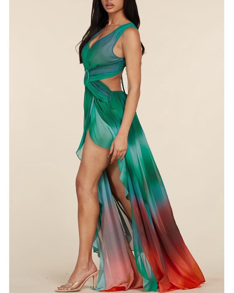 Ombre Cutout Maxi Dress