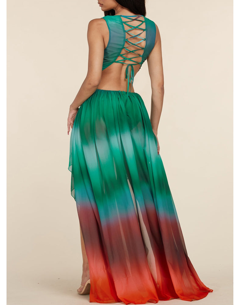 Ombre Cutout Maxi Dress
