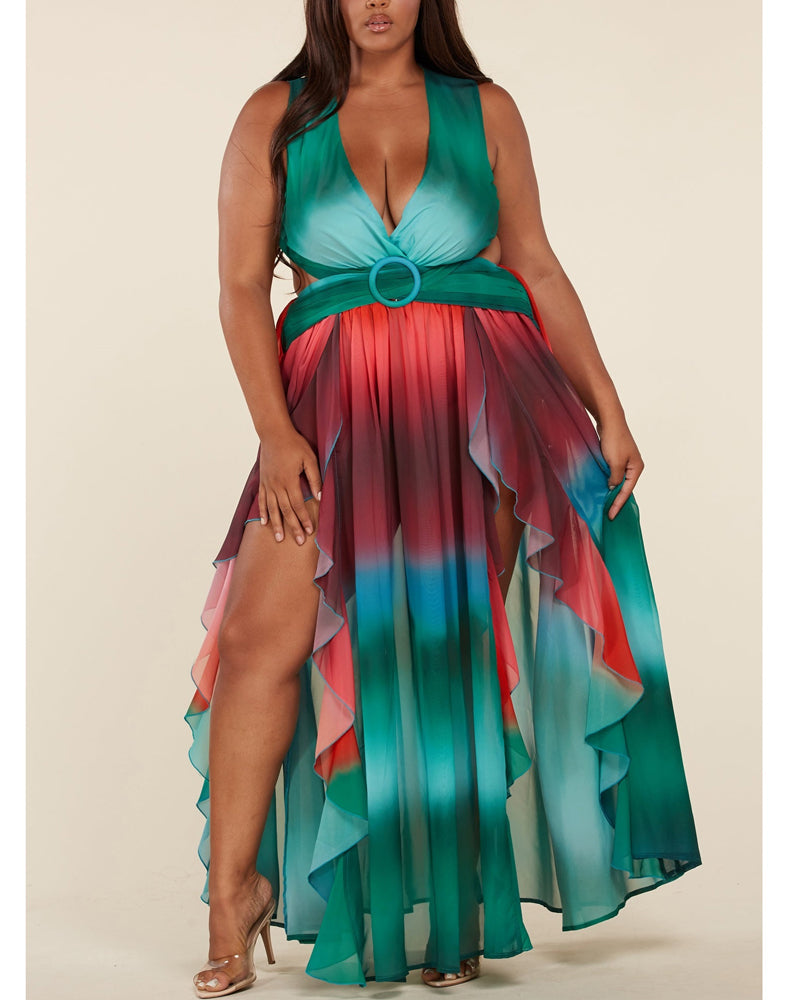 Ombre Cutout Maxi Dress
