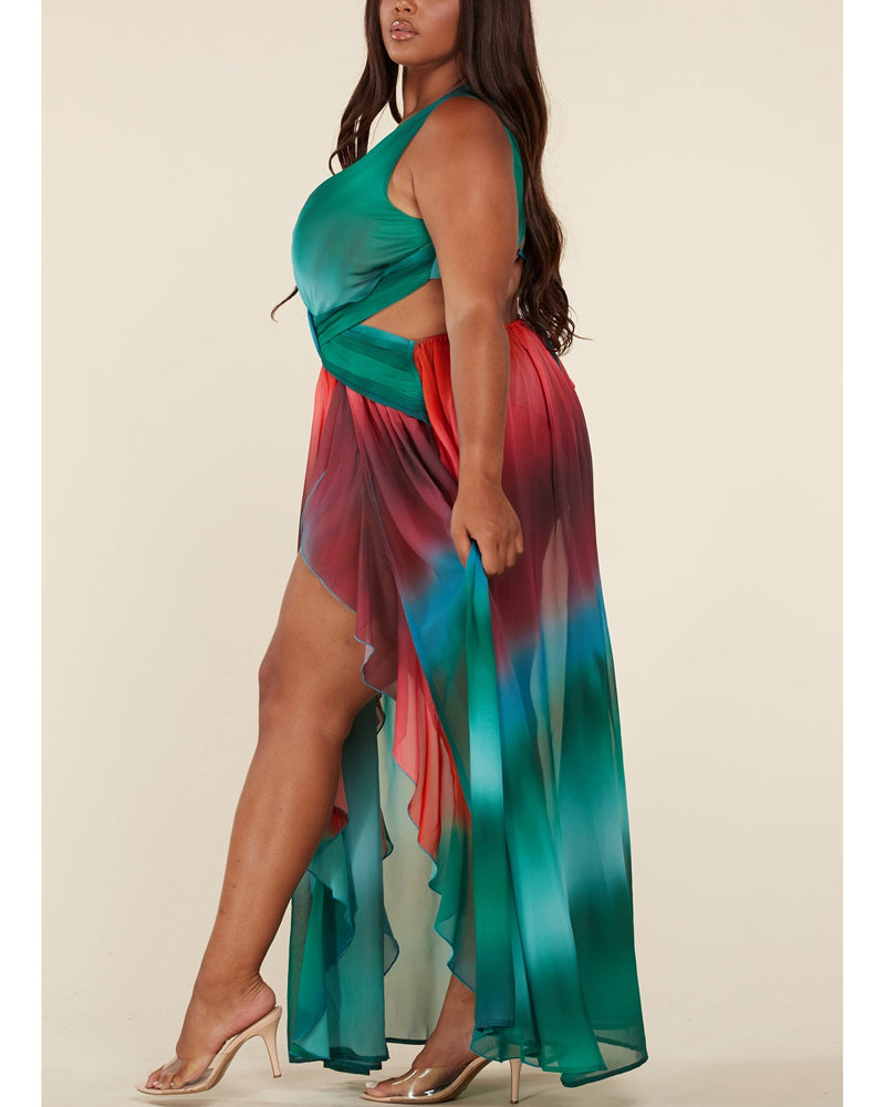 Ombre Cutout Maxi Dress