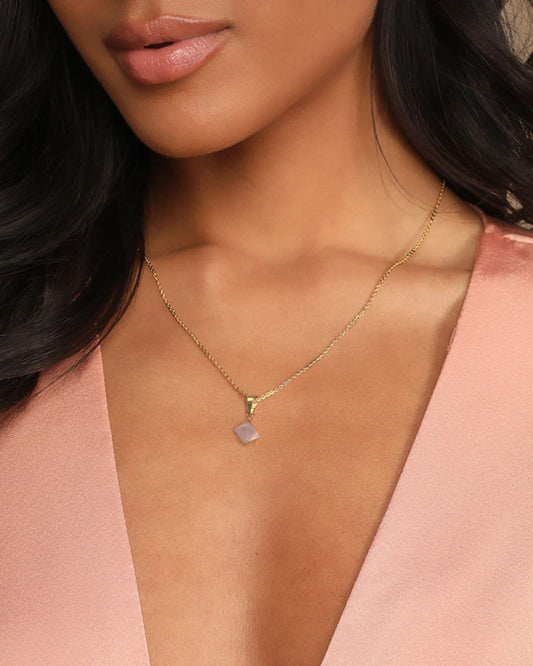 Palm to Pine Gold Rose Quartz Pendant