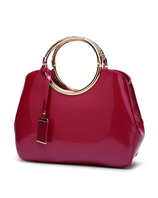 Rose Red Patent Leather Handbag