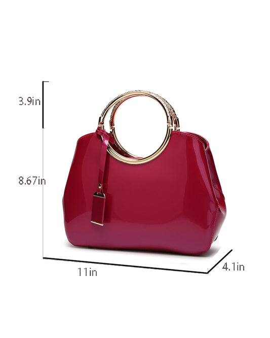 Rose Red Patent Leather Handbag
